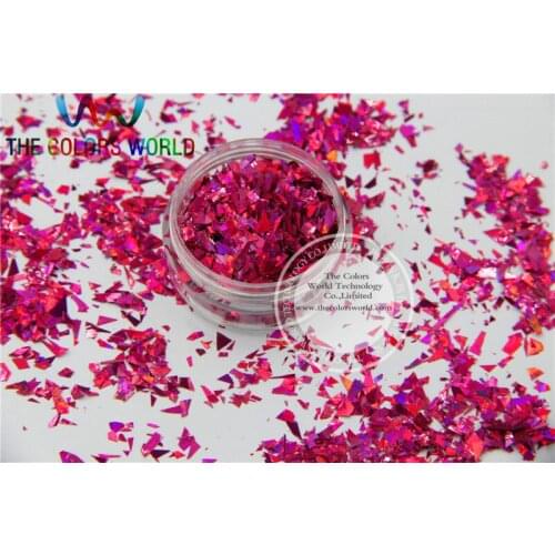 TCA912 Holographic Plum Color Mylar Sheet Random Cut Size Flakes for nail decoration and other art DIY decoration
