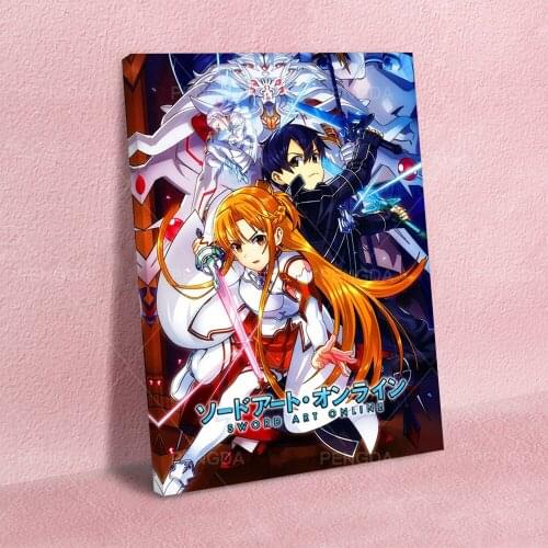 HD Prints Pictures Home Decor Sword Art Online Paintings Canvas Japan Anime Modular Poster Cute For Bedroom Wall Art Framework