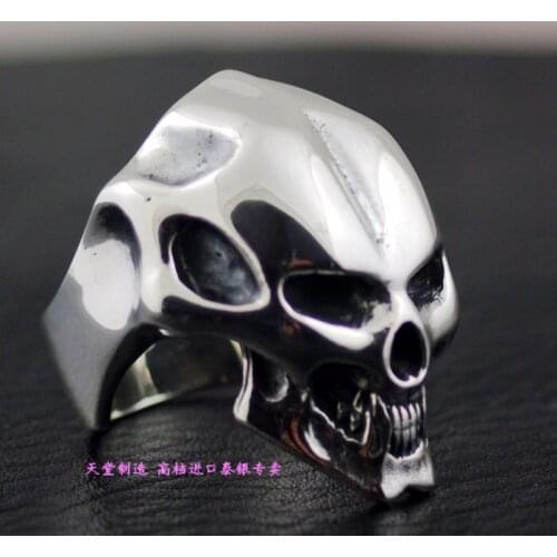 Thailand imports, CRAZY PIG smooth forehead laughing skull imported Silver Ring