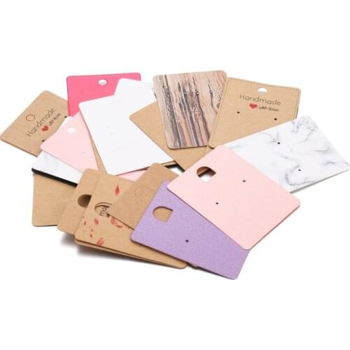 20pcs 6.5x5cm 24 Style Earrings Necklaces Display Cards Kraft Paper Ear Studs Card Hang Tag Card For DIY Jewelry Display Card