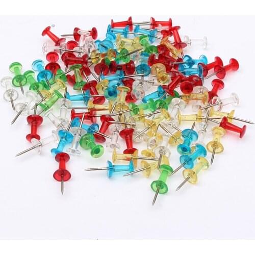 100pcs Plastic Cork Assorted Color Push Pins Board Thumbtack Drawing Photo Wall Studs Office School Accessories Supplies