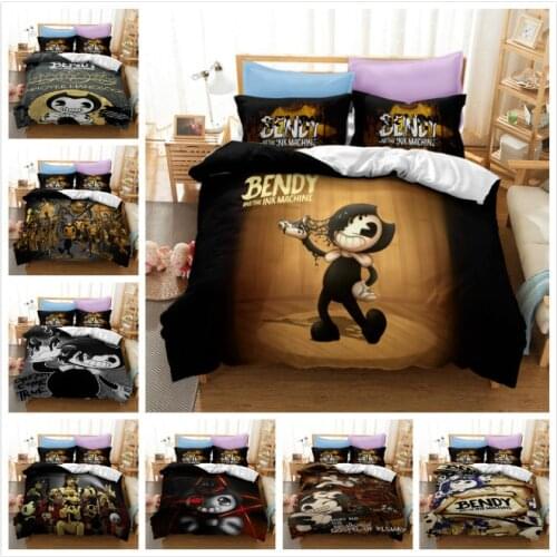 Kids Bendy 3D Printed Bedding Set Ink Machinet Duvet Cover King Queen Full Twin Size for Baby Boy Girls Bedroom Decor