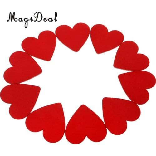 MagiDeal Beautiful/Lot 10Pcs Red Heart Shape Wood Slice Wooden Pieces for DIY Wedding Scrapbooking Cardmaking Craft Project 48mm