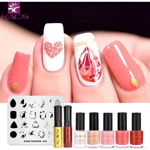 KADS Gemstone diamond overprint Nail Stamping SET Nail Stamp Plates Template Image Plates Nail Stamp Plate Print Polish Stencil