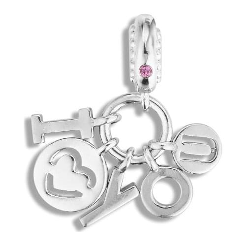 Genuine 925 Sterling Silver I Love You Letters Dangle Charm Fits Original Bracelet Beads for Jewelry Making Berloques Kralen