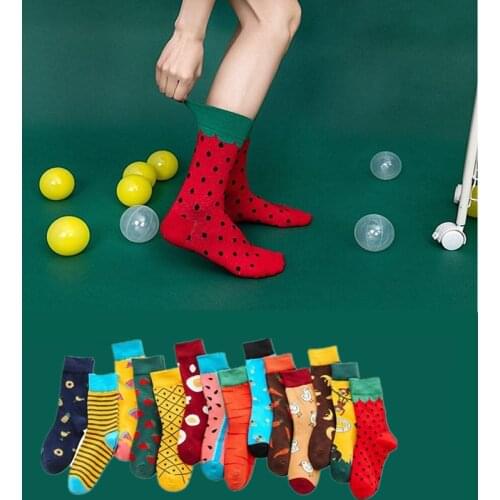 Harajuku Korean style fashion socks funny banana strawberry watermelon monkey bee chick fruit animal pattern cute woman socks