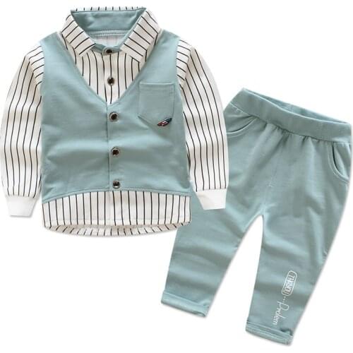 New childrens clothing set baby boy cotton t-shirt pants children set for spring boy cartoon clothes suits 2 colors 1-4 t