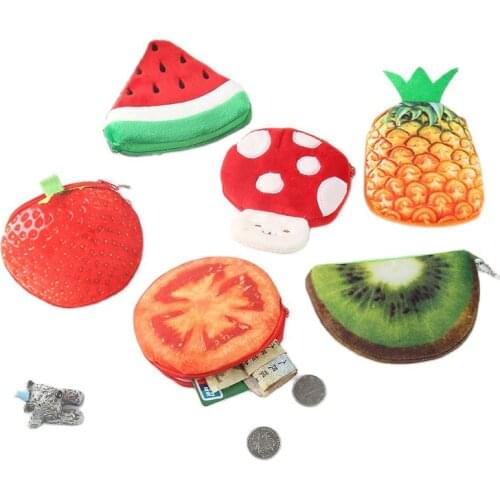 Wholesale 100pcs/lot Super Kawaii 3D Fruits Plush Purse TOY DOLL Gift Key Chain Plush Bag Doll Toys