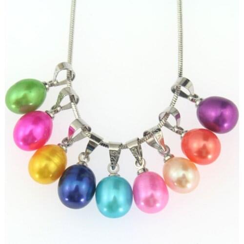 50/100 Pcs Oval Drop Pearl Pendant Rice Natural Freshwater Pearl Necklace Pendant Mixed Rainbow Colors Oval Shape Pearls EE732