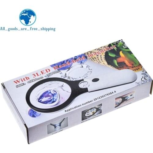 Handheld 3X 45X Illuminated Magnifier Microscope Magnifying Glass Aid Reading for Seniors loupe Jewelry Repair Tool With 3 LED