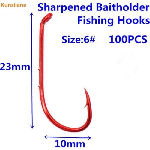 100pcs 6# High Carbon Steel Long Shank Baitholder Fishing Hooks 9292 Chemically Sharpened with Free Shipping