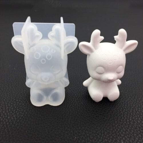 Silicone Mold 3D Cute Deer Cake Mold Handmade Christmas Gifts DIY Jewelry Pendant Tools Decor Crafts Resin Molds Baking Tools