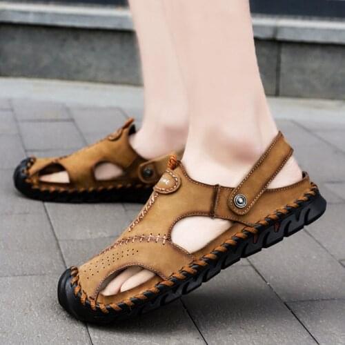 Topvivi Men's Leather Sandals