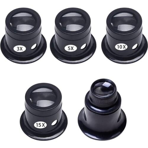 J6PC Magnifying Glass Loupe Lens for Eye Magnifier Len Repair Kit 3X/5X/10X /15X /20X