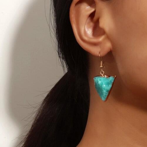 Vintage Triangle Irregular Surface Earrings For Women Simple Elegant Charm Blue Womens Drop Earring Female Jewelry Gift Party
