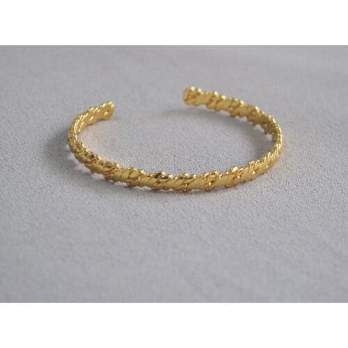 Japanese and Korean original brass gilded flat thread knitting small simple exquisite opening Bracelet Gift Girl Bangle