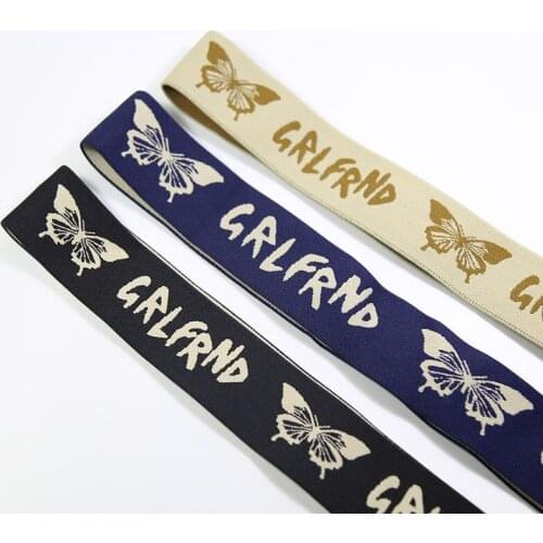 Jacquard butterfly Elastic bands for clothes 38MM Elastic ribbon DIY Sewing Accessories rubber band elastic bands for fit