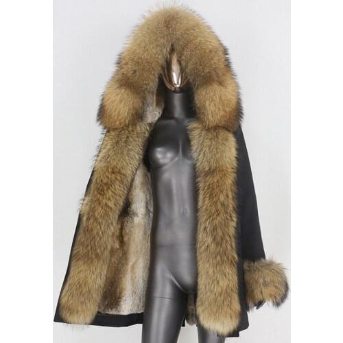 BLUENESSFAIR 2020 Waterproof Parka Natural Raccoon Fur Collar Hood Real Rabbit Fur Liner Coat Winter Jacket Women Outerwear New