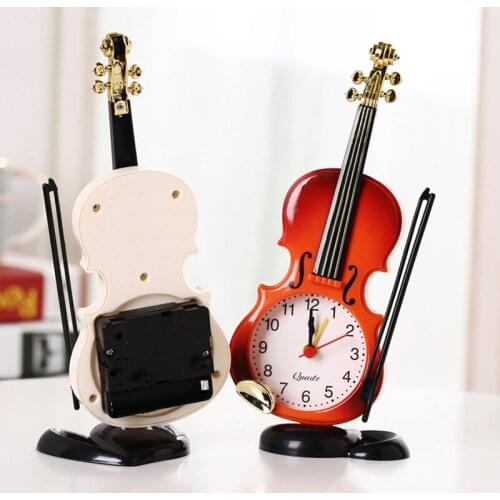 1Pcs Simplicity Series Emulational Violin Alarm Desktop Clock Creative Musical Instruments Modeling Living Room Ornaments