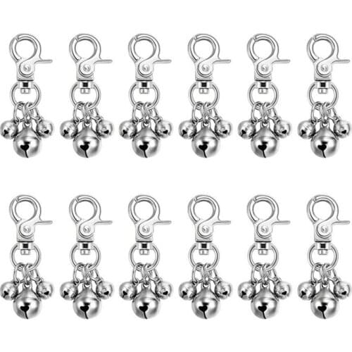 12PCS Pet Collar Charms Bell Charm Pendant Key Rings, Loud Pet Bells Potty Training for Dog Cat Collar Decoration