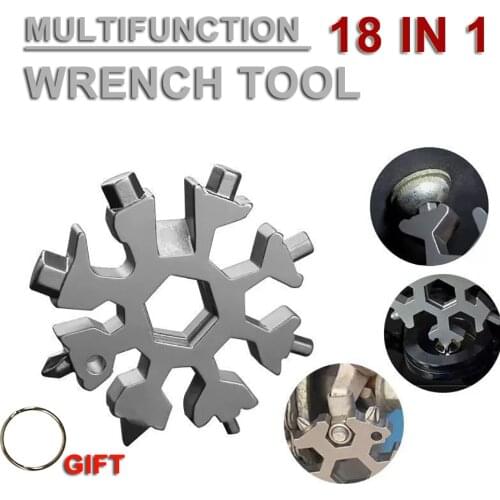 18 In 1 Snowflake Snow Wrench Tool Spanner Bicycle Repair Tools Survival Camping Accessories Outdoor Multi Tools Screwdriver