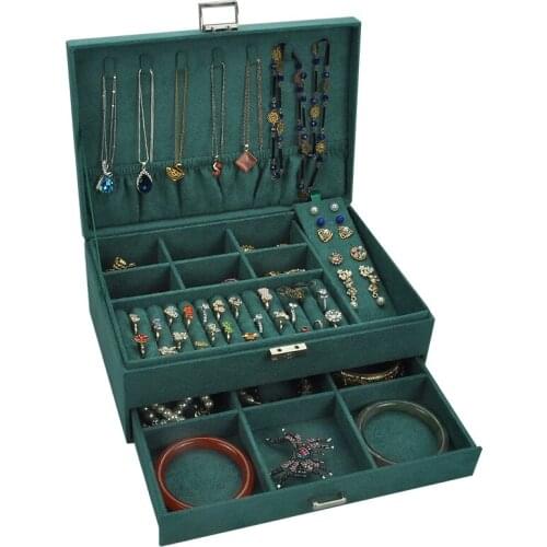 2020 High Grade Flannel Carrying Cases Velvet Jewelry Box Multi-layer Earrings Storage Case 2 Layers Fashion Jewelry Organizer