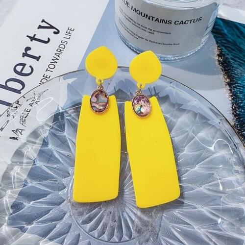 2020 Fashion Yellow Resin Geometric Earrings for Women Trendy Exaggerated Big Square Long Drop Dangle Earrings Party Jewelry
