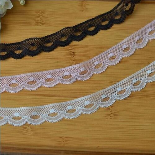 5 Meters 1.8cm Width Black Pink White Embroidery Lace Trim Polyester Lace Ribbon Wave Embroidered Lace Trim