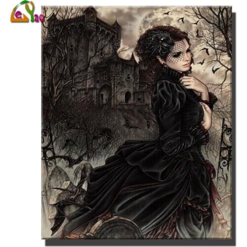 5D Diamond Painting Vampire Bride Gothic Woman Full Square/Round Drill Diy Cross Stitch Diamond Portrait Embroidery Home Decor