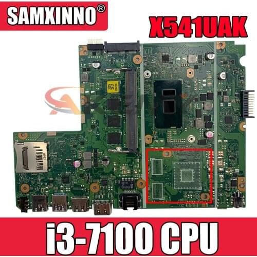 Akemy X541UAK With i3-7100 CPU Mainboard REV 2.0 For ASUS X541UAK X541UVK Laptop Motherboard USB 3.0 HDMI 100% Tested