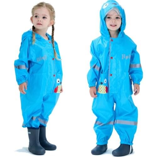 Chilren Raincoat Print Cartoon Design Kids Hooded Rainwear For Baby Boys Girls 1-10 Y Rain Pants Infant Rainsuit LM081