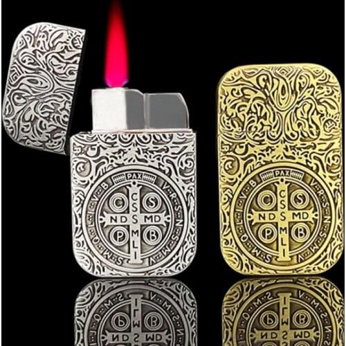 Torch Lighter Personality Creative Embossed Zinc Alloy Constantine Inflatable Metal Windproof Lighter Gadget Cool Gift for Men