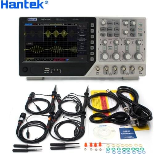 Hantek Digital Storage Oscilloscope DSO4254C 4CH 250Mhz 1Gs/s Benchtop Osciloscopio 25MHz Function/arbitrary signal generator