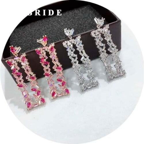 HIBRIDE Luxury Multicolor AAA Cubic Zircon Pendientes Mujer Moda Earrings For Women Wedding Fashion Jewelry Brincos E-893