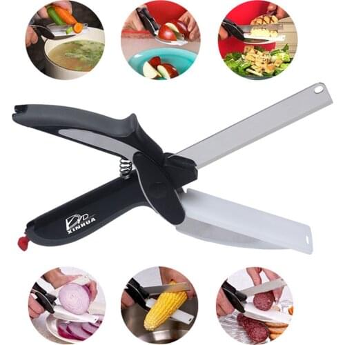 Kitchen Vegetable Shears Portable Household Stainless Steel Food Cutter Scissors Kitchen Knife for Vegetables Fruits