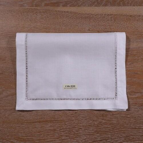 N058 : 12 Pieces White Ramie Ladder Hemstitch Dinner Place Mat 18″ x 12″ Drawn Thread Work Placemat