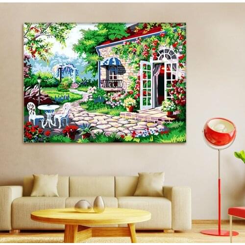 Coloring by numbers House Garden Flowers modular painting digital paint by numbers diy digital painting