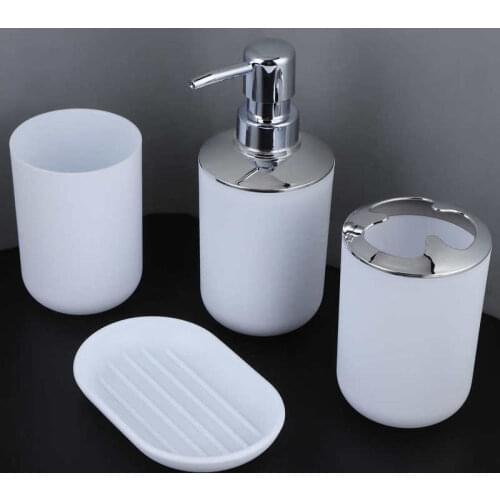 4Pcs Bathroom Kit Accessory Plastic Lotion Bottle Storage Cup Rinse Cup Soap Dish