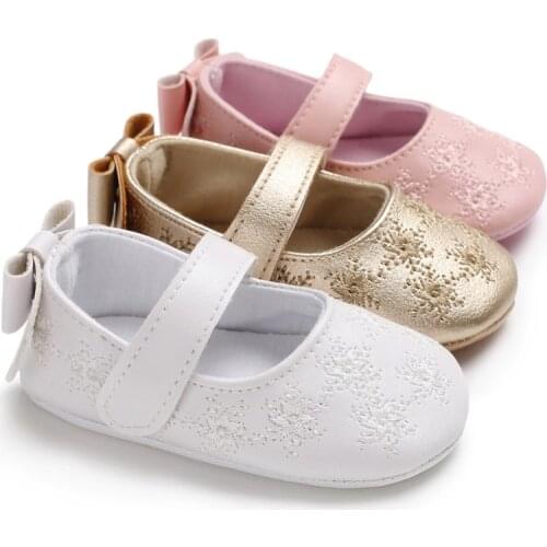 Baby Girl Shoes Cute Bowknot Leather Baby Shoes Anti-Slip Sneakers Soft Sole Toddler Shoes First Walkers