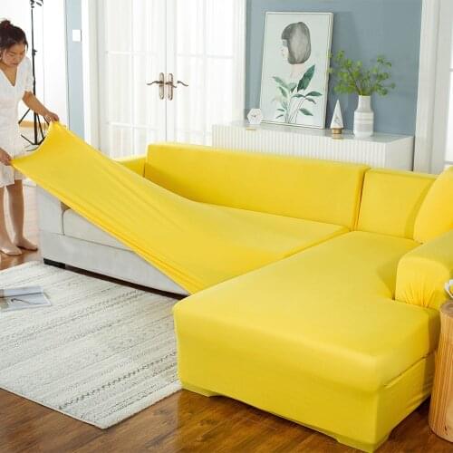 Solid Color Corner Sofa Covers For Living Room Chair Elastic Slipcovers Couch Cover Stretch L Shape Need Buy 2Pcs fundas sillón