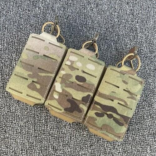 Tactical Mag Pouch Military Molle 5.56/7.62 Magazine Pouch Gear Airsoft Shooting Laser Cut Triple Carrier Open-Top Bag