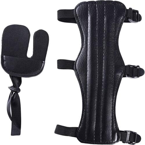 Portable Leather Sports Archery Arm Guard And Finger Tab Protector Elbow Hunting Shooting Equipment Accessory