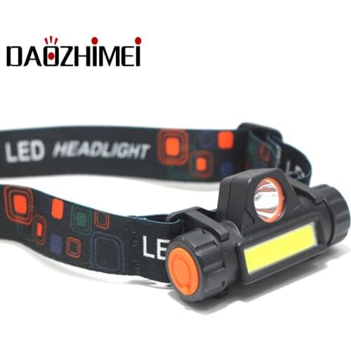 Portable LED flashlight USB mini headlight waterproof multifunctional built-in battery XPE+COB headlight for outdoor camping