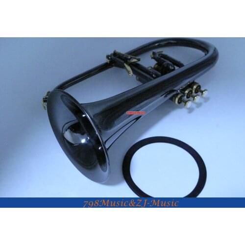 Professional Black Nickel Gold Flugelhorn Monel Valves Bb Fluge Horn With Case and FREE LORICO RING MUTE