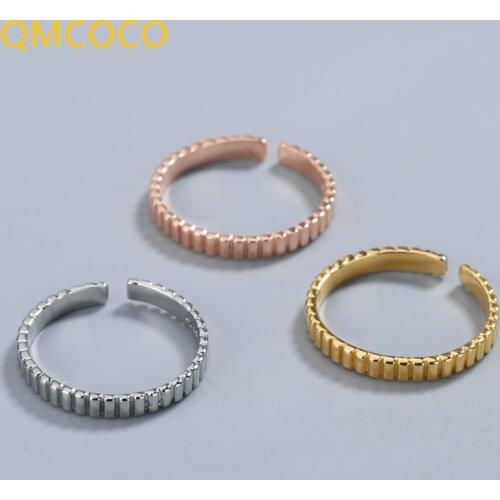 QMCOCO 2021 New 925 Silver Rings For Women Wedding Band Open Simple Versatile Fine Ring Female Jewelry Accessories
