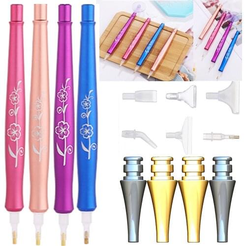 New Alloy Carved Flower Diamond Painting Pen With Metal Point Drill Pen Heads For Square/Round Diamond Painting Tool Accessories