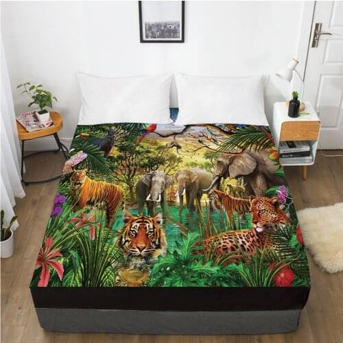 Cartoon Childrens Elastic fitted sheet bed sheet With An Elastic Band Mattress Cover Bed cover for kids baby boy girls jungle