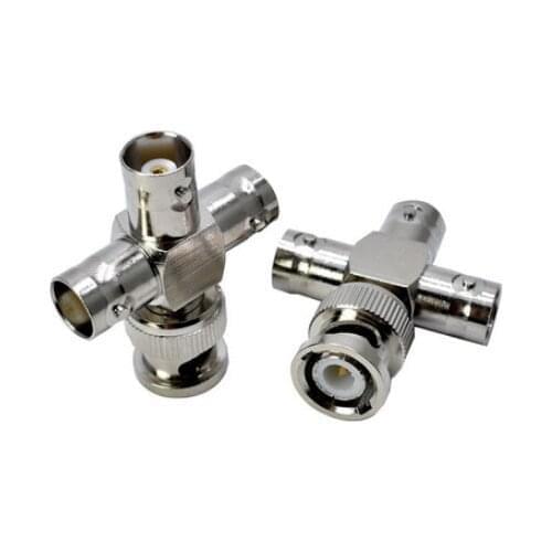 5pcs BNC Male Plug to 3 BNC Female T Type For CCTV Surveillance System Connector Adapter