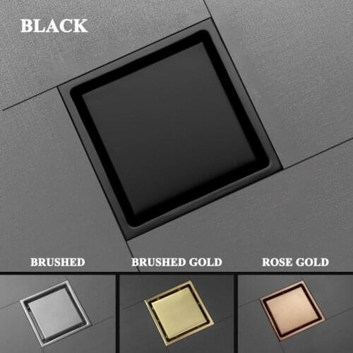 Gold Hidden Type Square Tile Insert Floor Waste Grates Shower Drain Brass Anti-Odor Balcony Bath Corner Deodorant Floor Drain