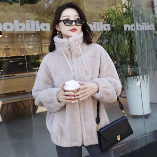 Thick Warm Winter Coat 2021 Women Elegant Real Fur Wool Jacket Female Sheep Shearing Jacket Coat Soft Cashmere Plush Coat X597
